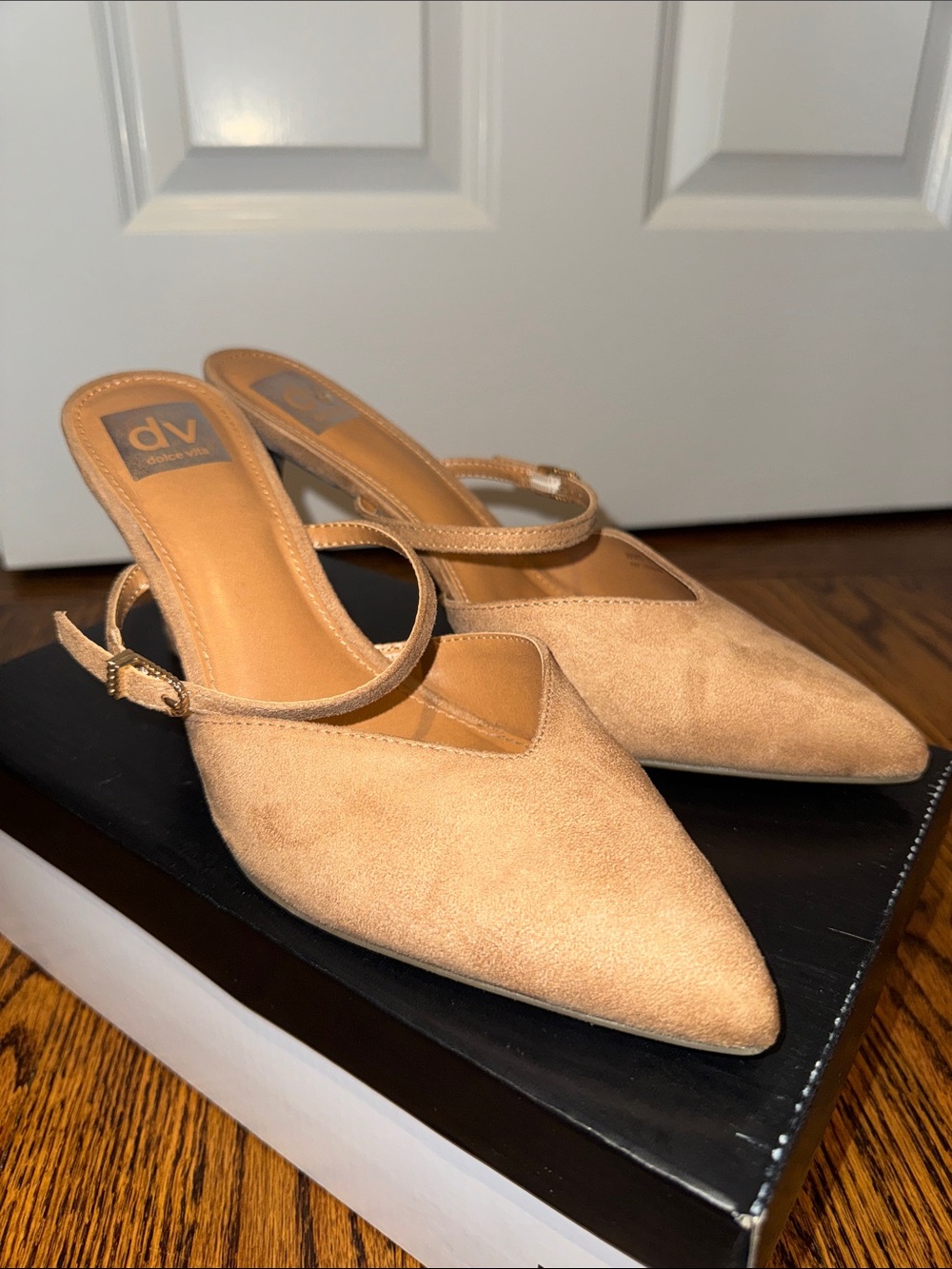DV by Dolce Vita Beige Pointed-Toe Slingback Mules